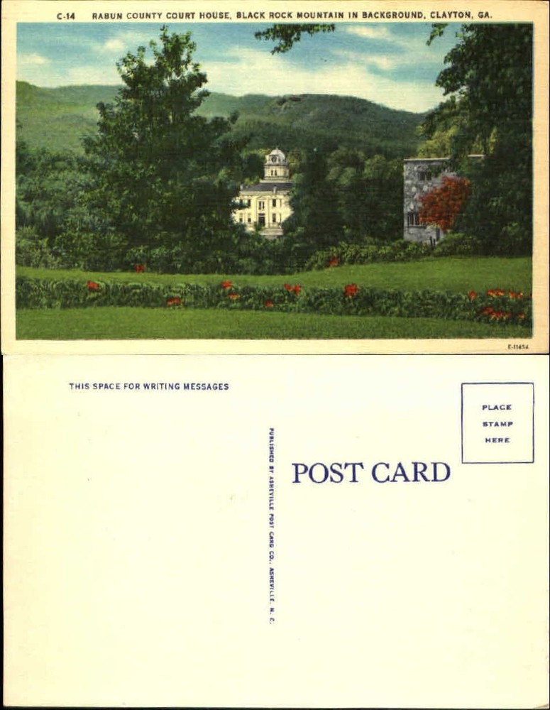 Rabun County Court House Black Rock Mountain Clayton Georgia 1940s postcard