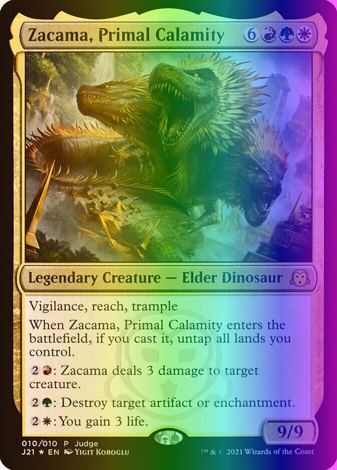 MTG Zacama, Primal Calamity (10/6) Judge Gift Cards 2021 LP FOIL