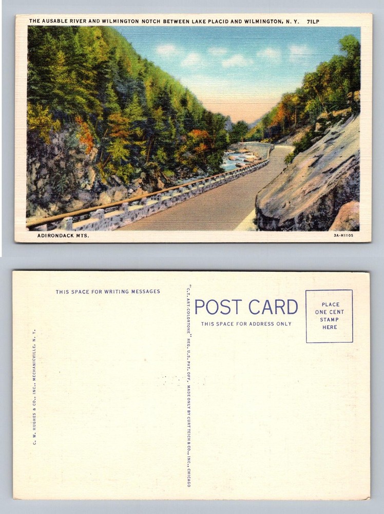 Wilmington, NY-New York, Ausable River Scenic Road View PC Vintage Postcard