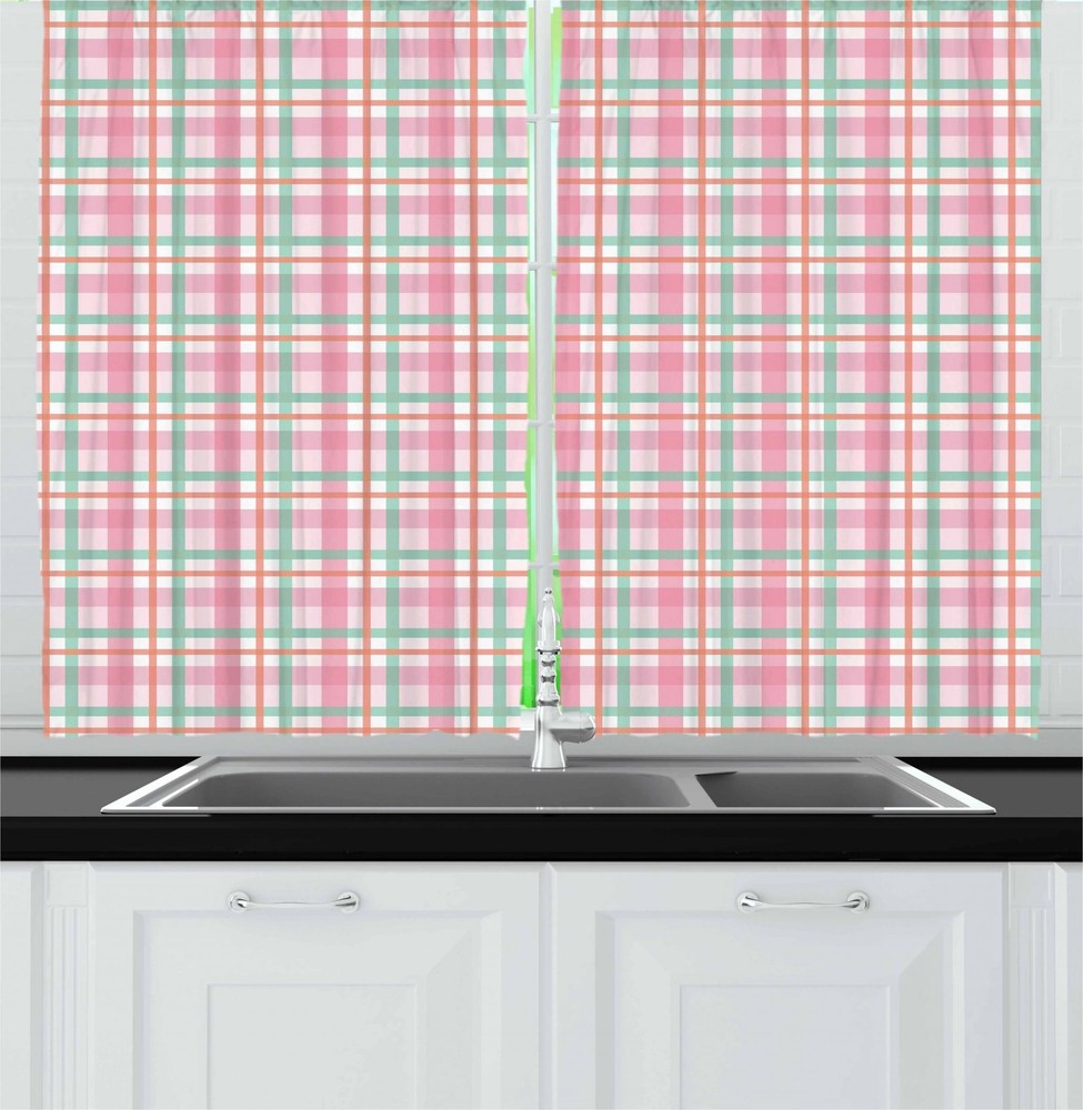 Abstract Tribal Print Kitchen Curtains 2 Panel Set 55x39 Inch Window Drapes-image