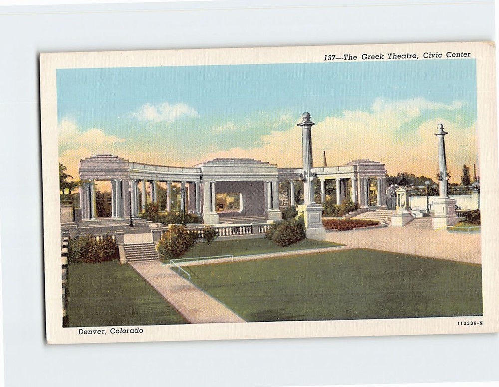 Postcard The Greek Theatre Civic Center Denver Colorado USA