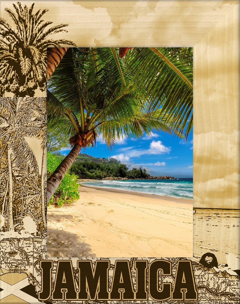 Jamaica Laser Engraved Wood Picture Frame Portrait (4 x 6)