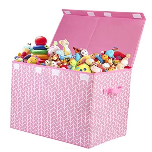 Large Toy Storage Box Chest for Girls Kids, Sturdy Toy Box Bin Organizer