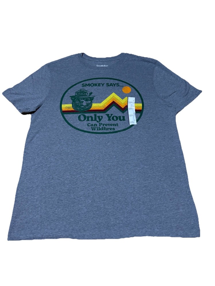 Goodfellow Smokey Bear T-shirt Racing Stripe Only You Can Prevent Wildfires NWT