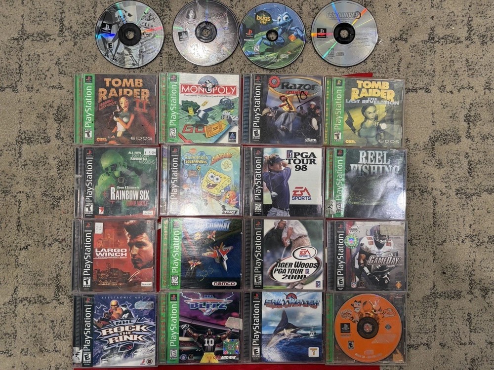 Lot Of 20 PlayStation 1 PS1 Games: Crash Tomb Raider SpongeBob Blitz Air Combat