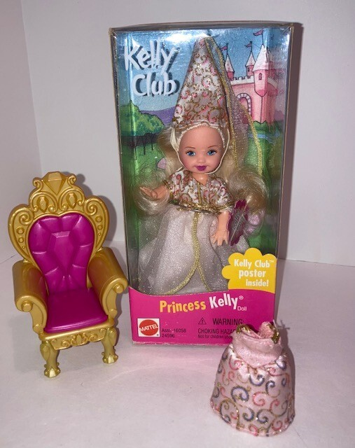 Barbie KELLY CLUB PRINCESS KELLY(NIB)  w/ Princess Chair & Krissy Princess Dress