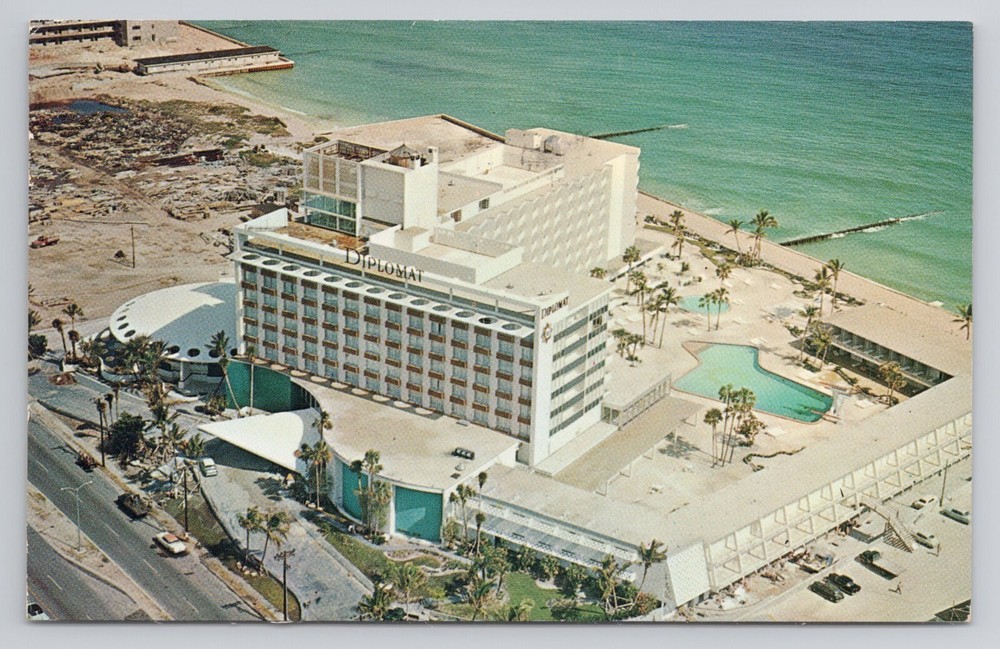 The Diplomat Hotel Hollywood Florida 1961 Aerial View Vintage Postcard