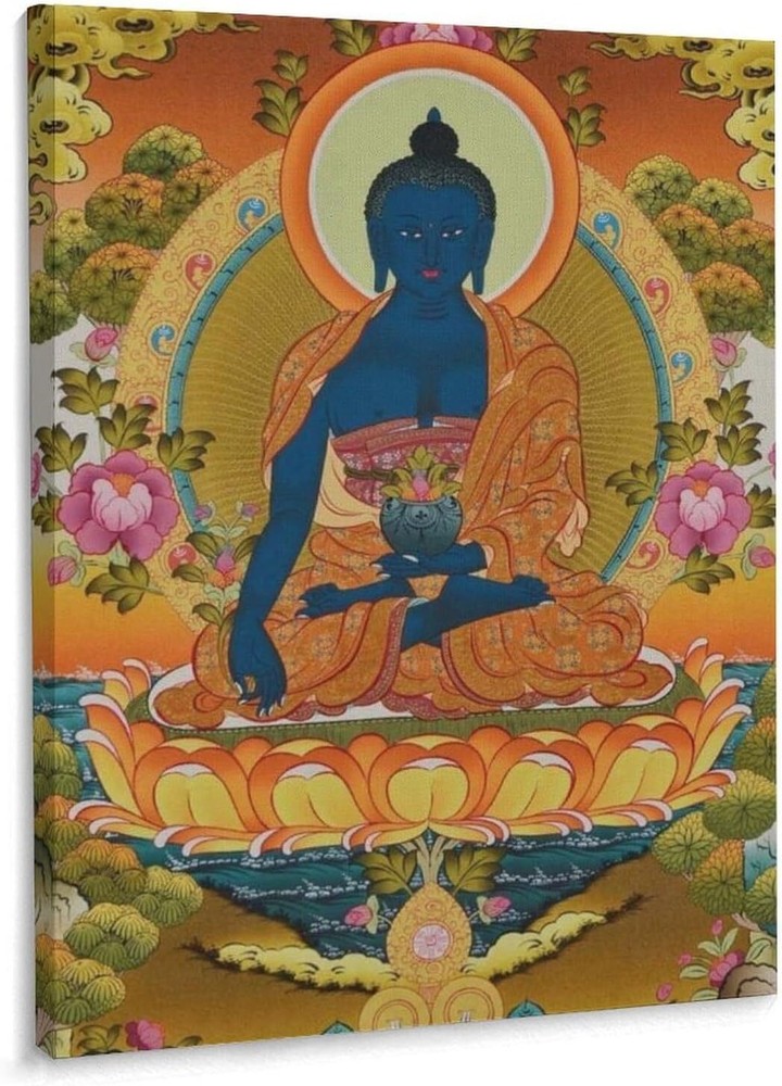 Tibetan Thangka Medicine Buddha Canvas Wall Art Poster  