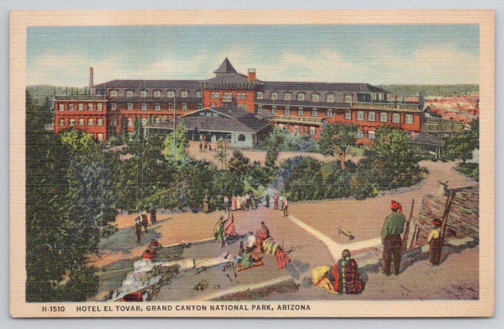 Hotel El Tovar Grand Canyon Arizona Linen Postcard Fred Harvey 1937