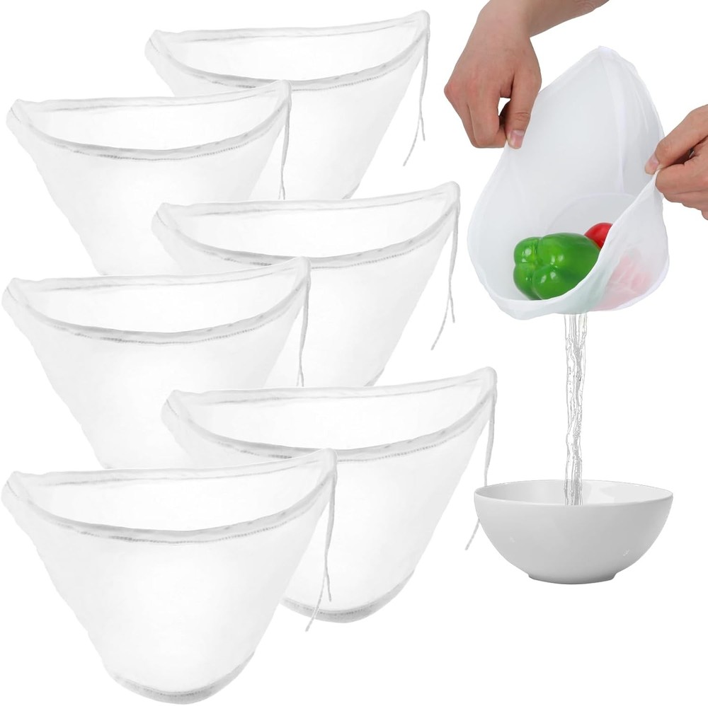6pcs Reusable Nylon Nut Milk Bag Bowl-Shaped Cheesecloth Organic Cotton