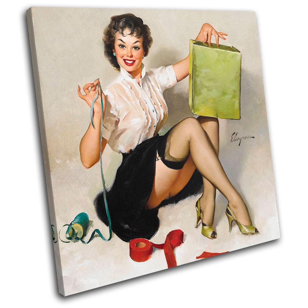 Vintage Pin-Up Girl Retro Canvas Wall Art Print Single Panel VA  