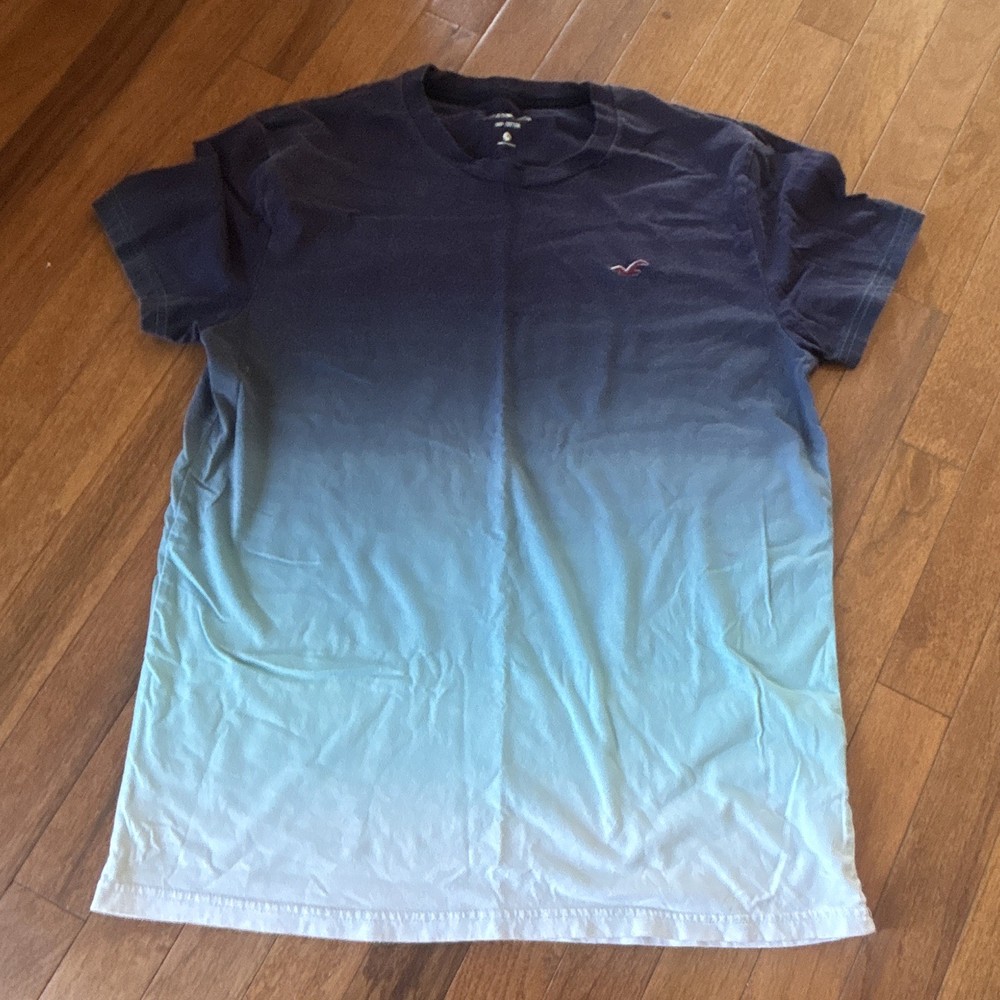 Hollister Must-Have Collection Men's Blue Gradient Logo Cotton Crew Tee M