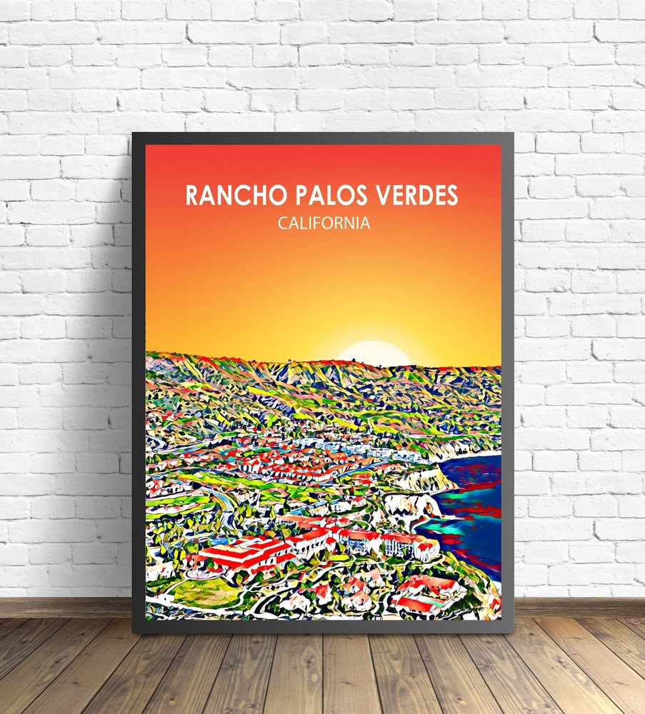 Rancho Palos Verdes California Sunset Landscape Poster Print Rancho Palos
