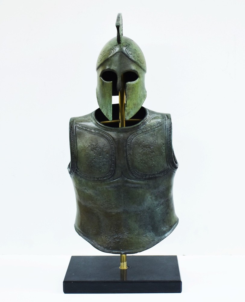 Greek Spartan Corinthian Bronze Helmet - Hoplite Soldier Armor Set