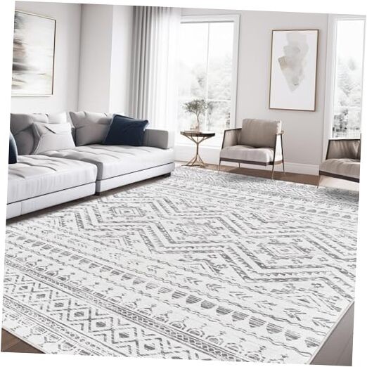 8x10 Area Rug for Living Room Moroccan Washable Rugs Non Slip Indoor Floor