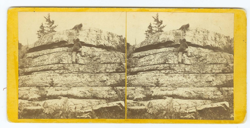 G0609~ NEW YORK c.1860s Whitehall Stereoview – Cannon Rock - Labarre [Rare]