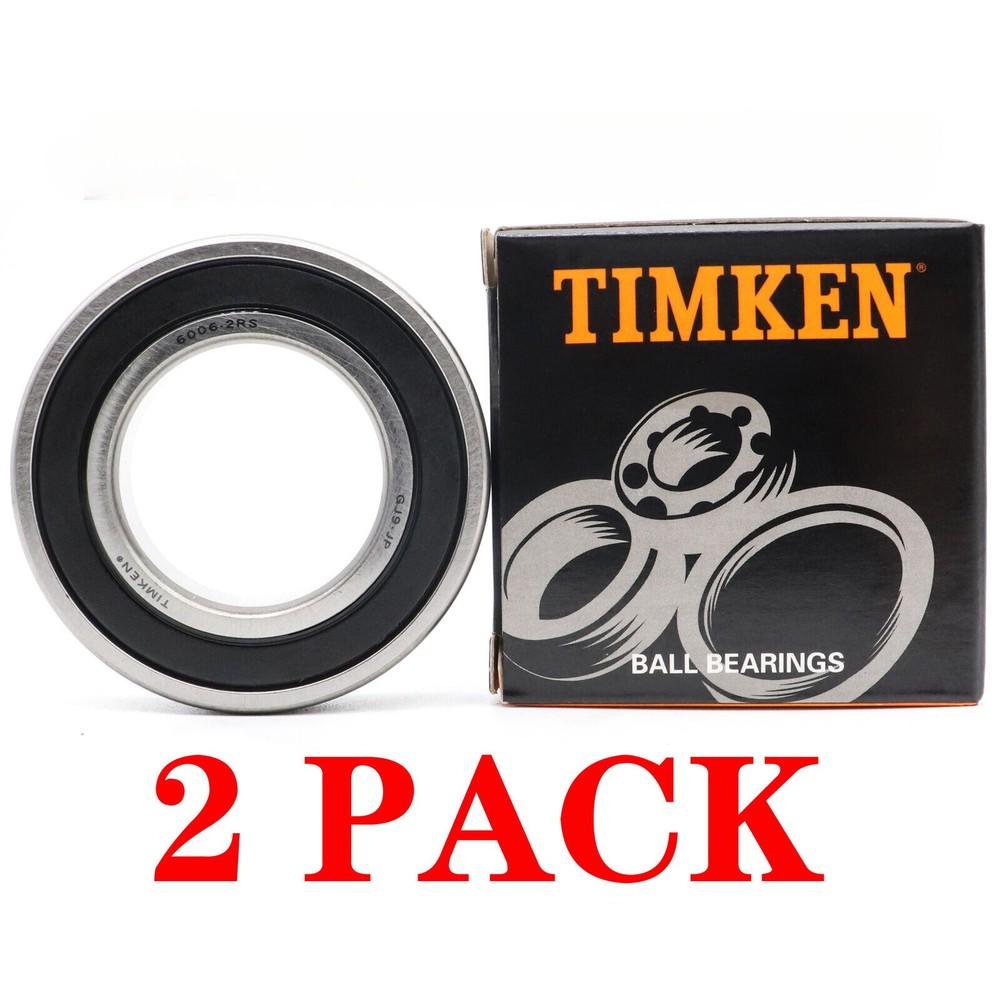 2-Pack Timken 6006-2RS 30x55x13mm Double Sealed Ball Bearings