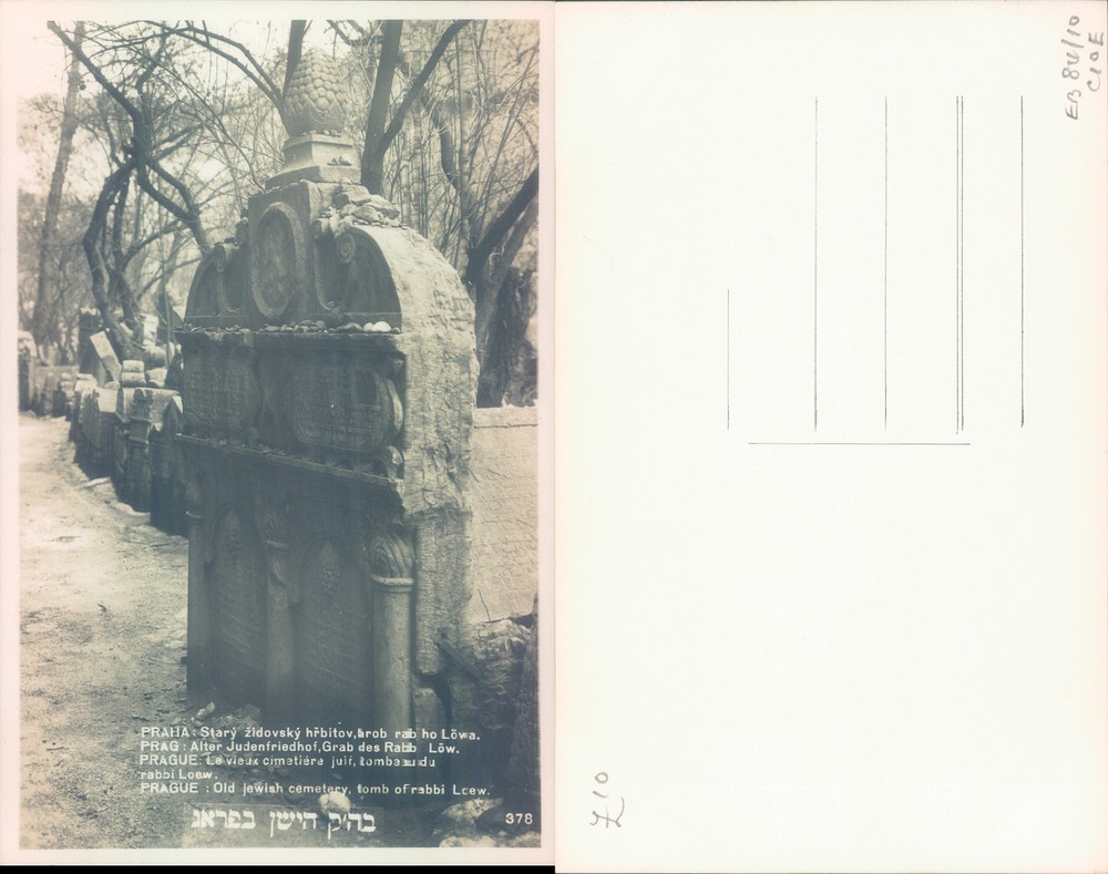 Old Jewish Cemetery Tomb of Rabbi Loew Prague Czech Republic Historic Printed