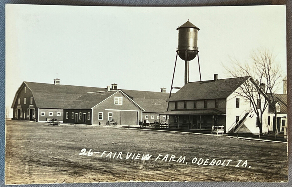 Iowa IA, RPPC, Odebolt, Fair View Farm, Water Tower, ca 1920 Photo Postcard