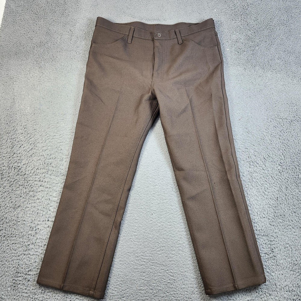 Wrangler Pants Mens 38x30 Brown 82BN Workwear Polyester Western Dress Pants