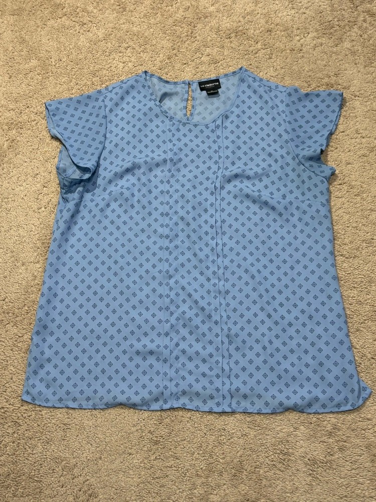 Liz Claiborne Womens Shirt Size XL Multicolor Print Lightweight Dressy Flowy