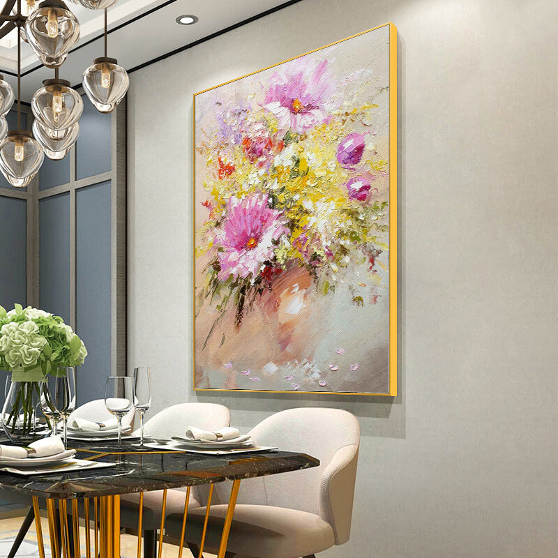 Wall Decor for Living Room Bedroom Abstract Wall Art Modern Gold Flower Oil