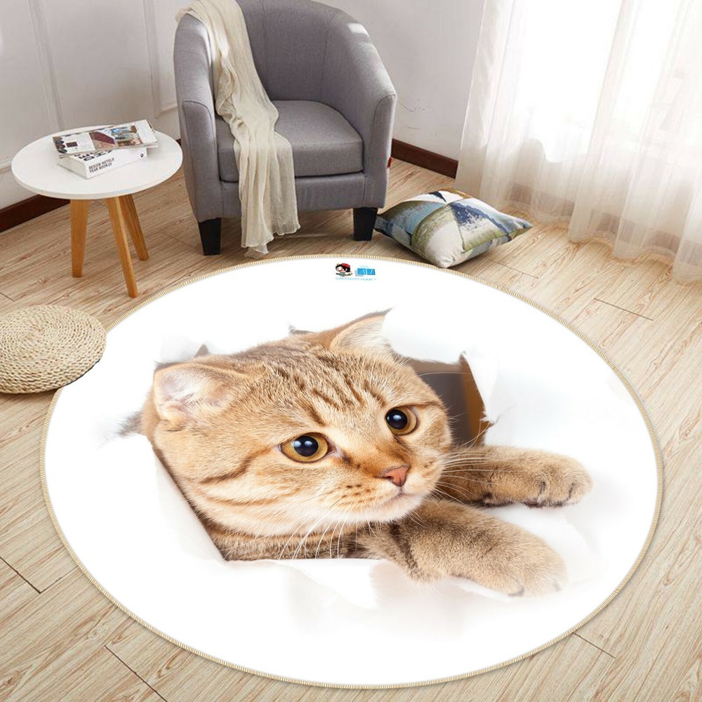 3D Cute Brown Kitten NAO10443 Game Rug Mat Elegant Photo Carpet Mat Fay