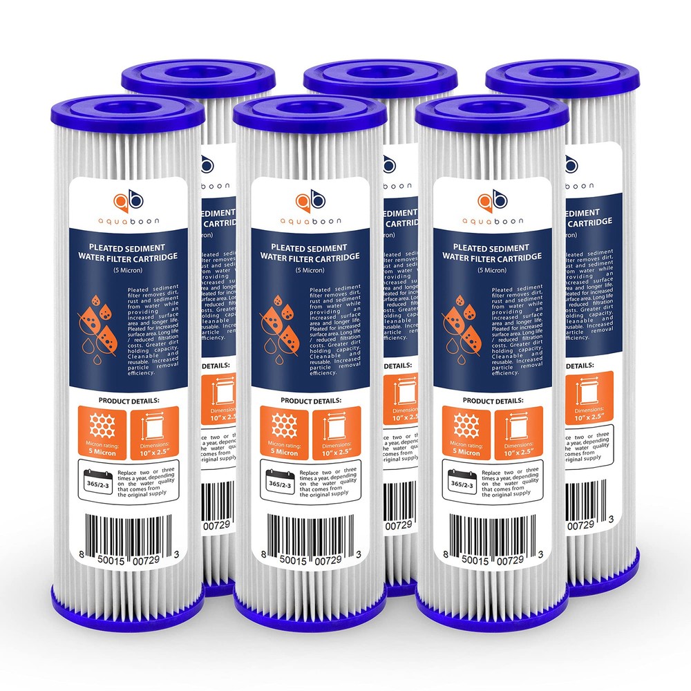 5 Micron 10x2.5 Whole House Pleated Sediment Filter Cartridge for Well Water ...