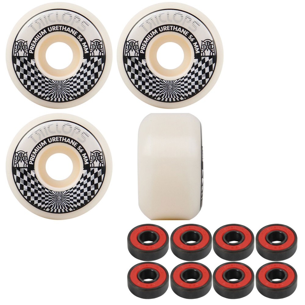 Triclops Skateboard Wheels Vertigo 56mm 99A White with Abec 5 Bearings