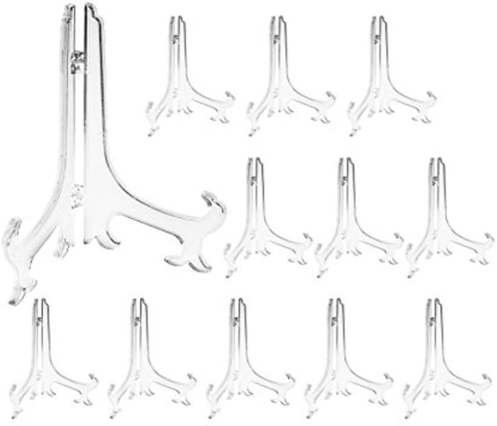 Clear 5-Inch Plastic Easel Stand for Displaying Photos or Plates