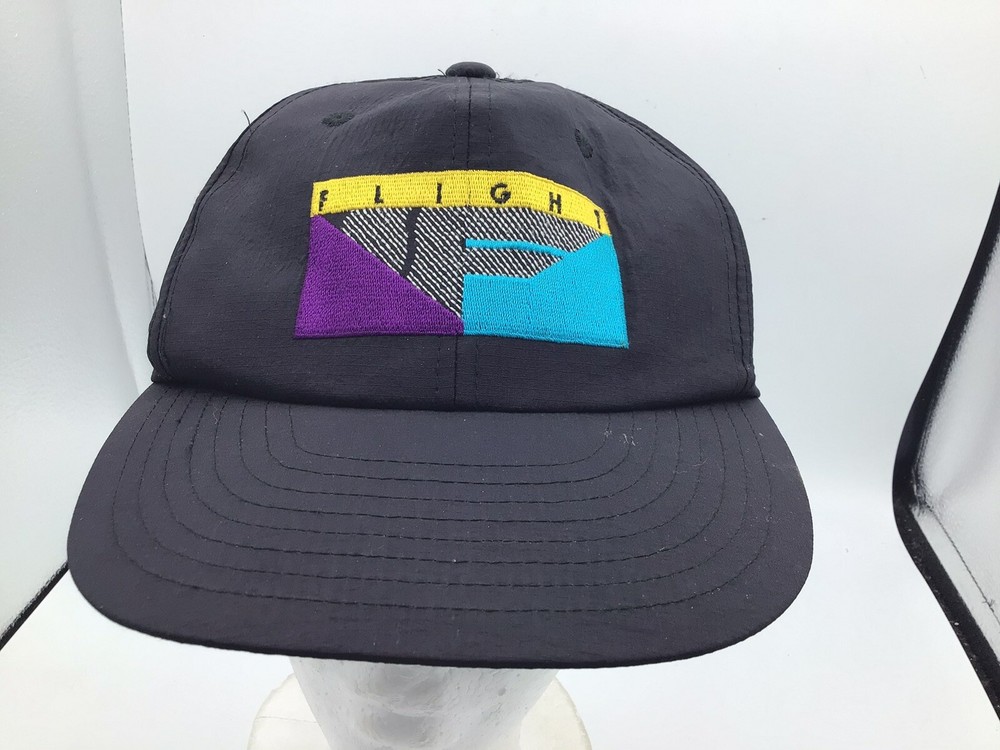 Vintage Nike Flight Hat Early 90s F1-01-03-08-CCH SnapBack Black L3