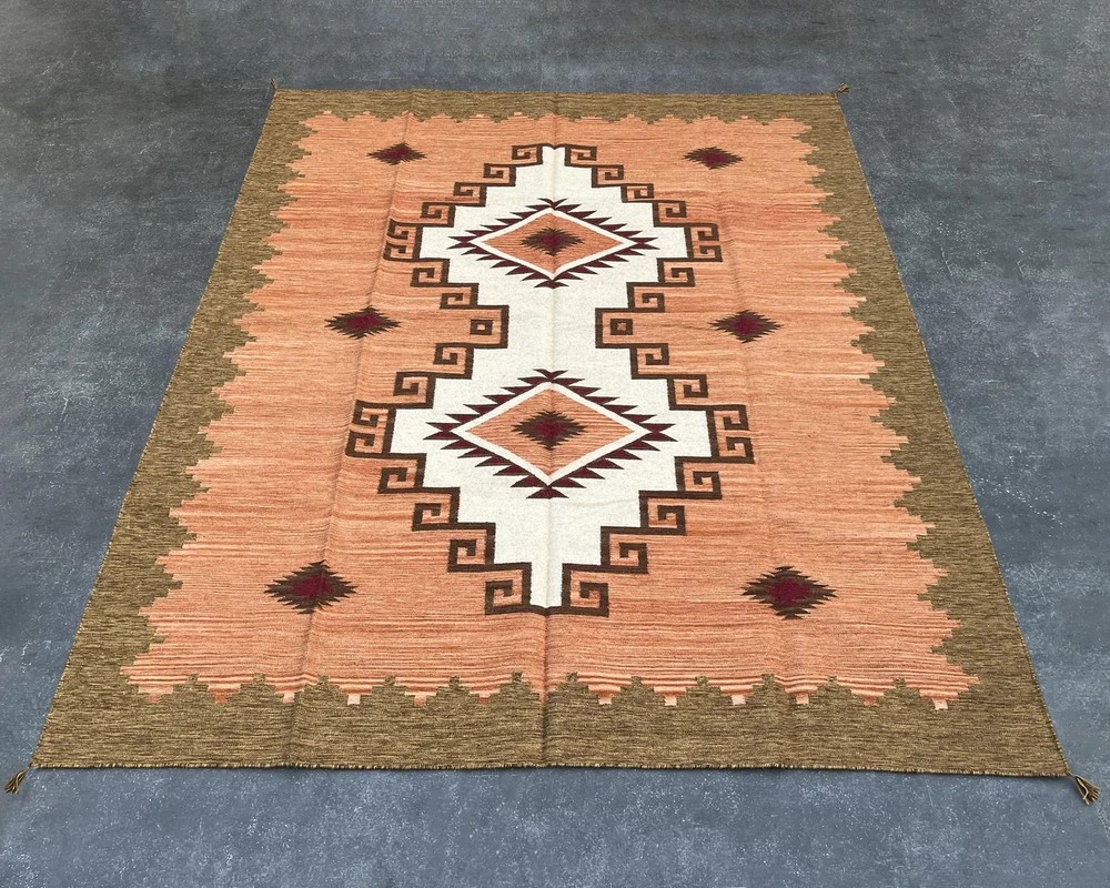 Handwoven Wool Kilim Dhurrie Rug Color Multicolor Handmade Design Carpet Rug