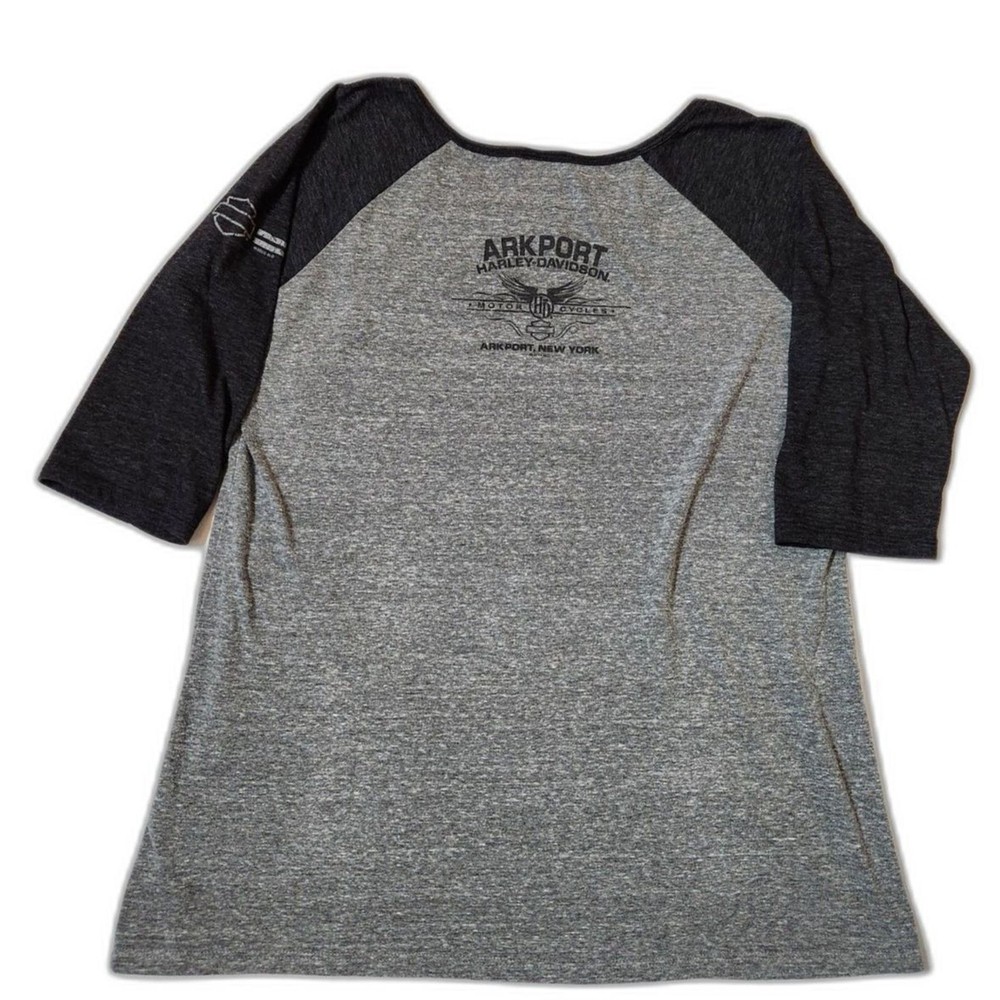 Harley-Davidson Women’s XL 3/4 Sleeve Raglan Shirt – Gray Skull Graphic