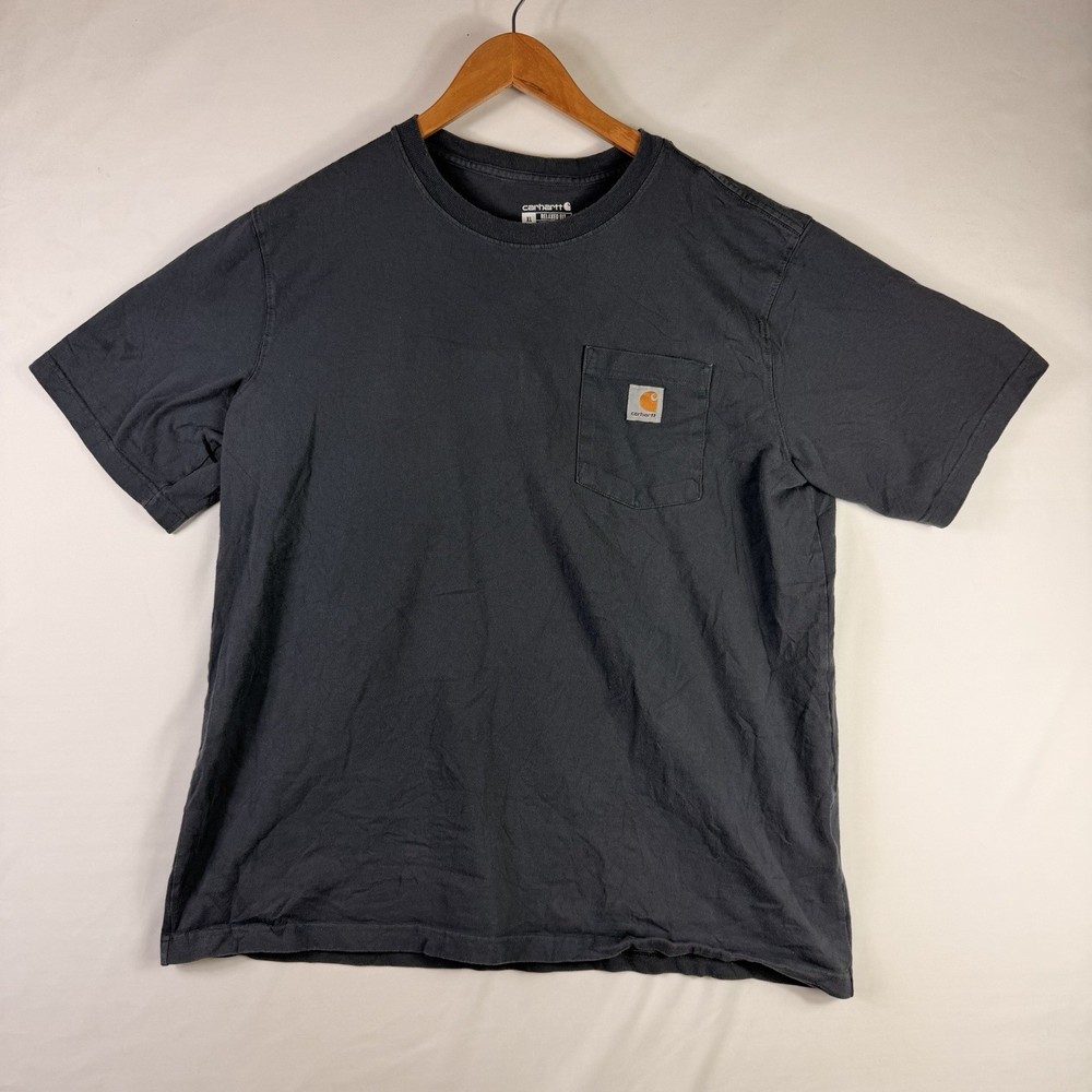 Carhartt T-Shirt Men's XL Relaxed Fit Blue Short Sleeve Pocket Tee 100% Cotton