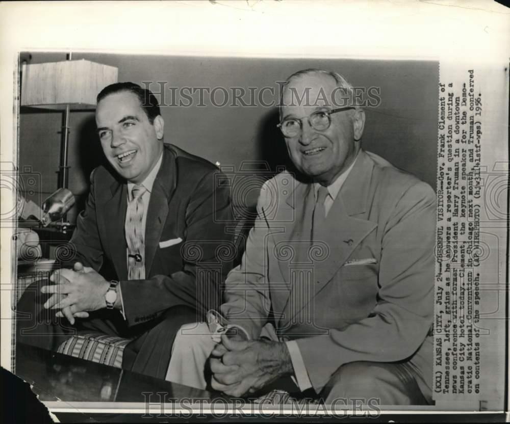 1956 Press Photo Ex-President Harry Truman & Governor Frank Clement, Kansas City
