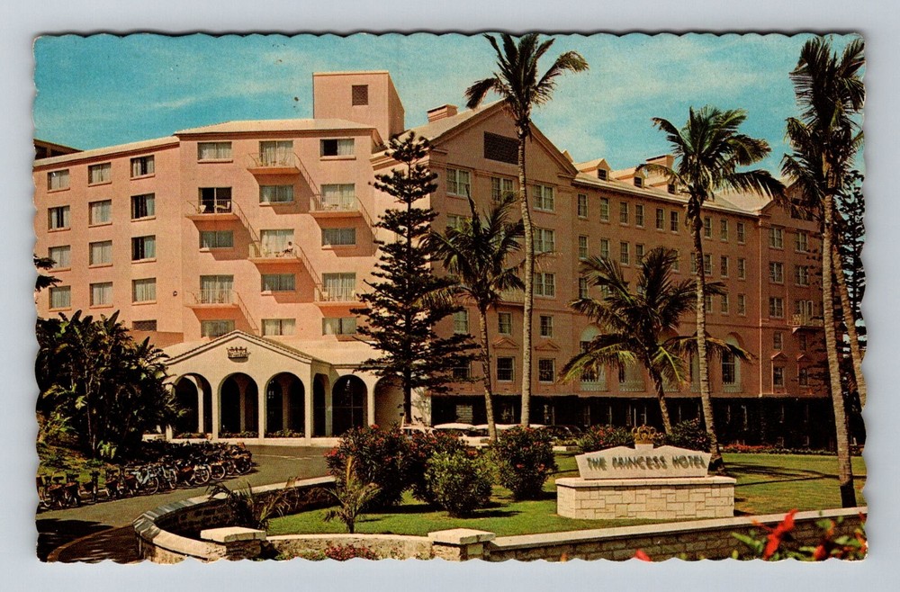 Bermuda- Hamilton The Princess Hotel Souvenir Old PC Card Vintage c1958 Postcard