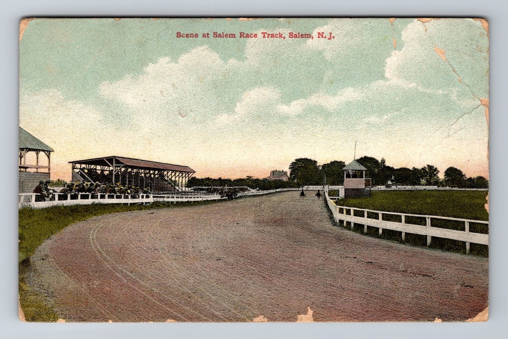 Salem NJ-New Jersey, Scene At Salem Race Track Vintage c1910 Postcard
