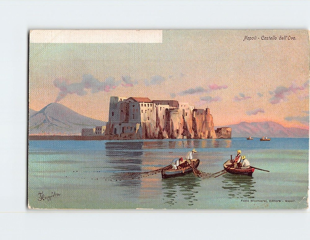 Postcard Castello dell' Ovo Naples Italy