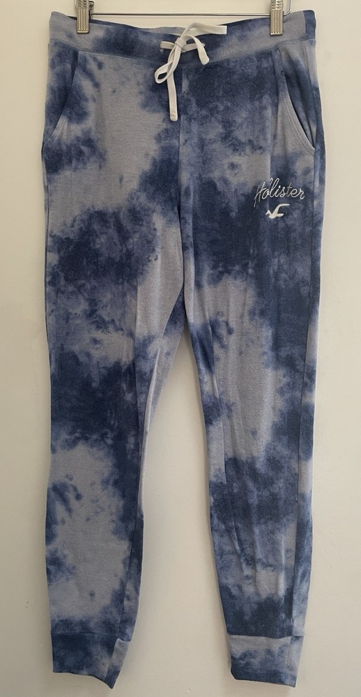 Hollister Womens Embroidered Logo Polyester Adjustable Waist Jogger Pants in Blue Size M