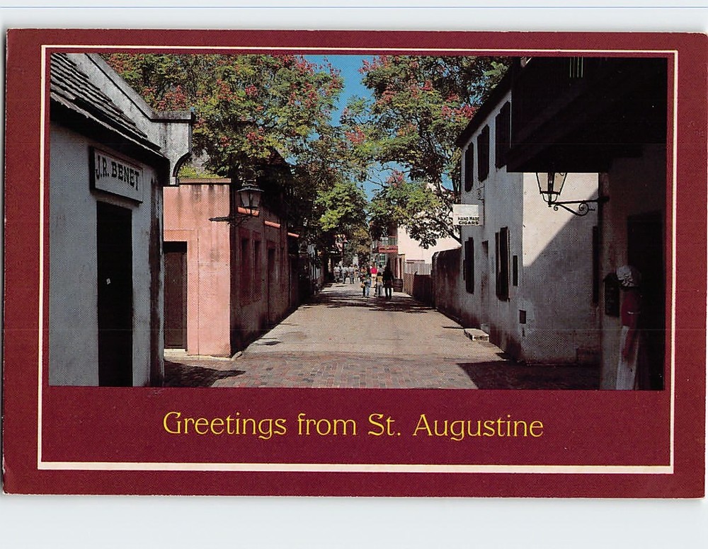 Postcard Historic St. George Street, Greetings from St. Augustine, Florida