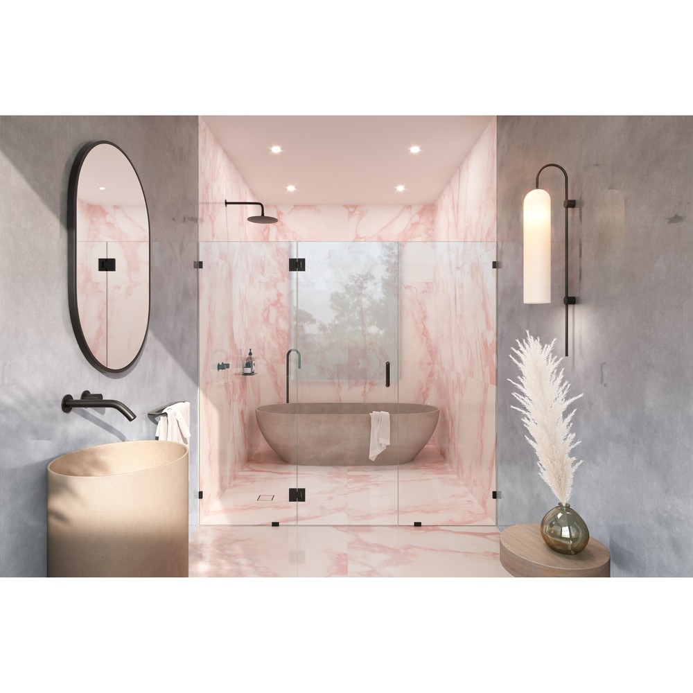 78x74.5 Inch Frameless 3-Panel Matte Black Inline Shower by Glass Warehouse