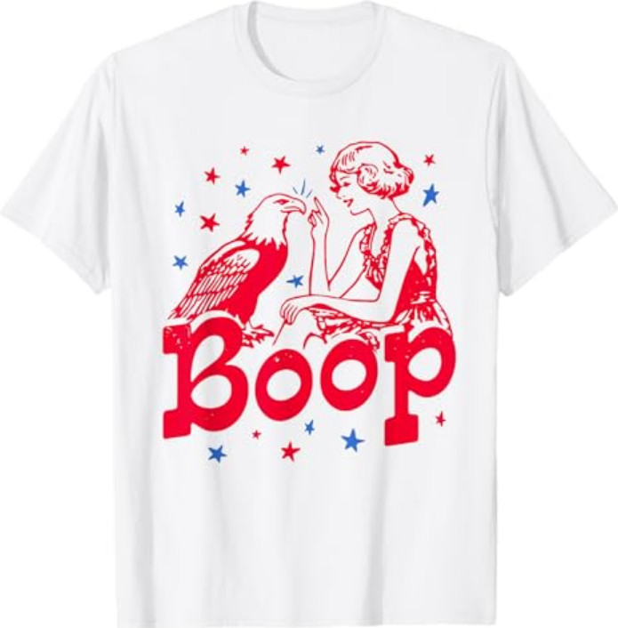 Boop Vintage Girl and Eagle Funny Patriotic Retro Art T-Shirt