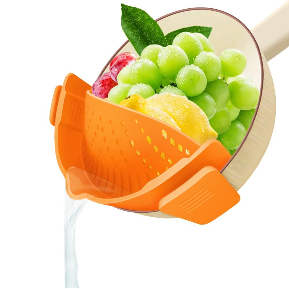 Clip on Strainer for Pots Pan Pasta Strainer, Silicone Food Strainer Hands-Fr...