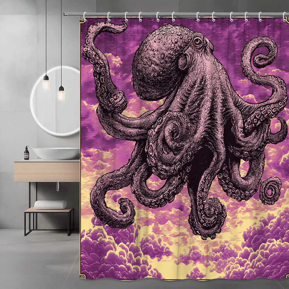 Octopus Shower Curtain Purple Pink Ocean Graphic