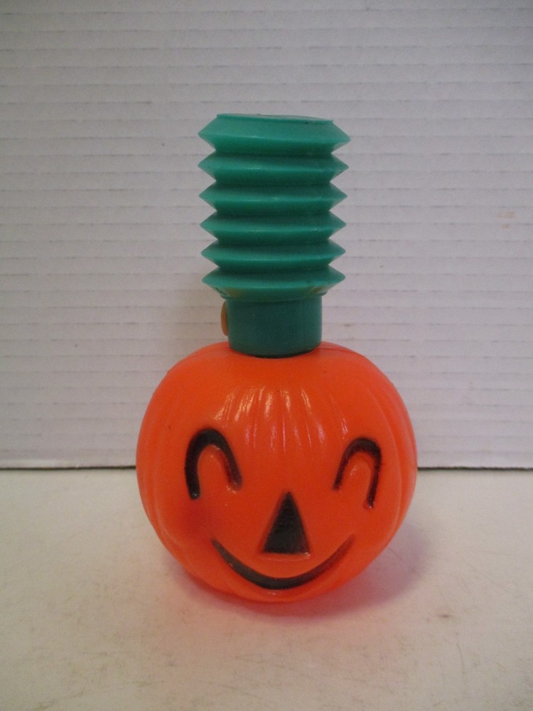 Vintage Plastic Blow Mold Halloween Jack-O-Lantern Squeaker Noise Maker - Works