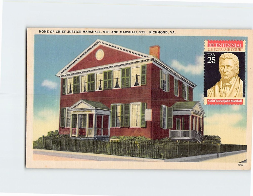 Postcard Home of Chief Justice Marshall Richmond Virginia USA