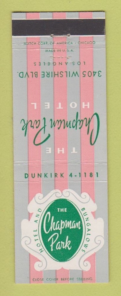 Matchbook Cover - Chapman Park Hotel Los Angeles CA