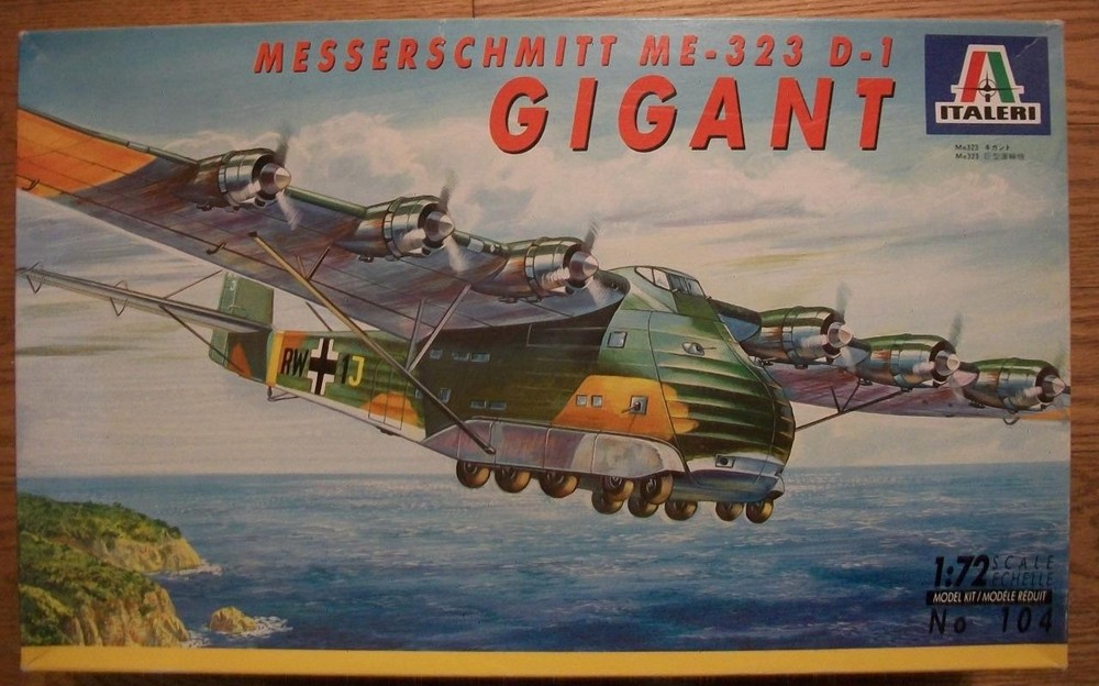 PLASTIC 1:72 SCALE MODEL KIT #104 of MESSERSCHMITT ME-323 D-1 GIGANT by ITALERI