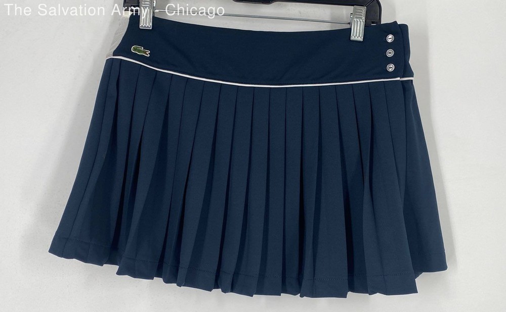 Lacoste Sport Womens Navy White Pleated Design Tennis Mini Skirt Size 40