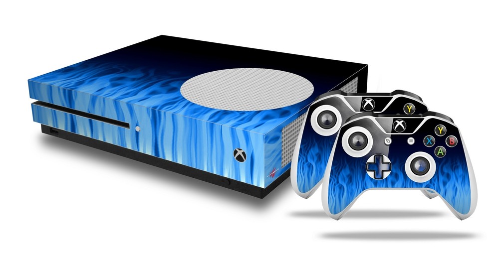 Skin XBOX One S Console Controller Fire Blue